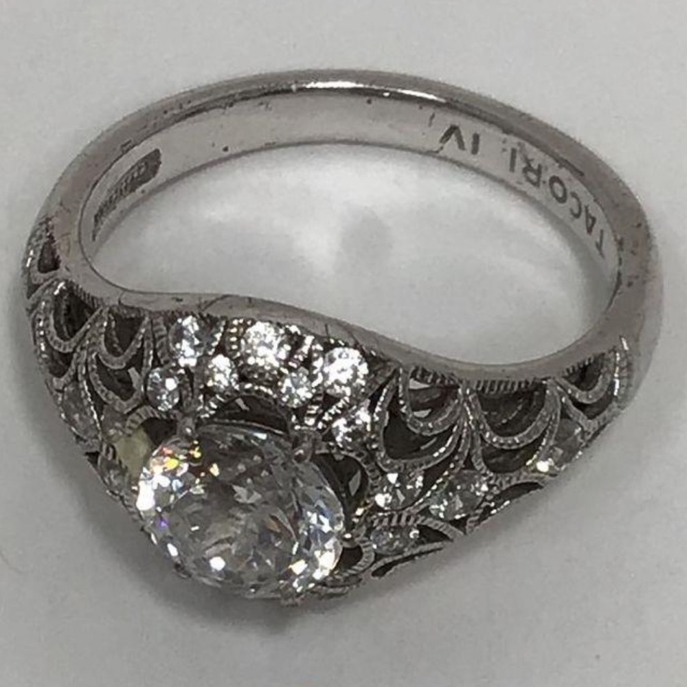 Women’s Tacori Elegant 925 Sterling Silver Ring with Crystal Accents Size 10